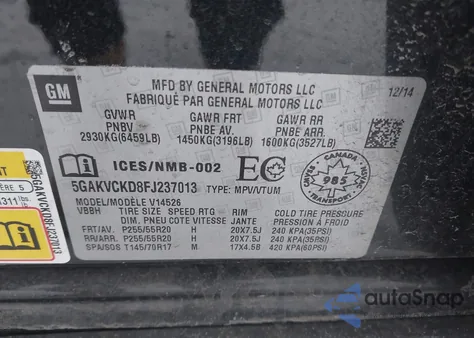 2015 Buick Enclave Premium z USA, uszkodzony, nr VIN 5GAKVCKD8FJ237013